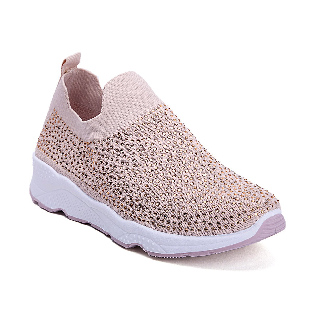 Αθλητικά τύπου slip on με στρας, ροζ