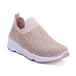 Αθλητικά τύπου slip on με στρας, ροζ