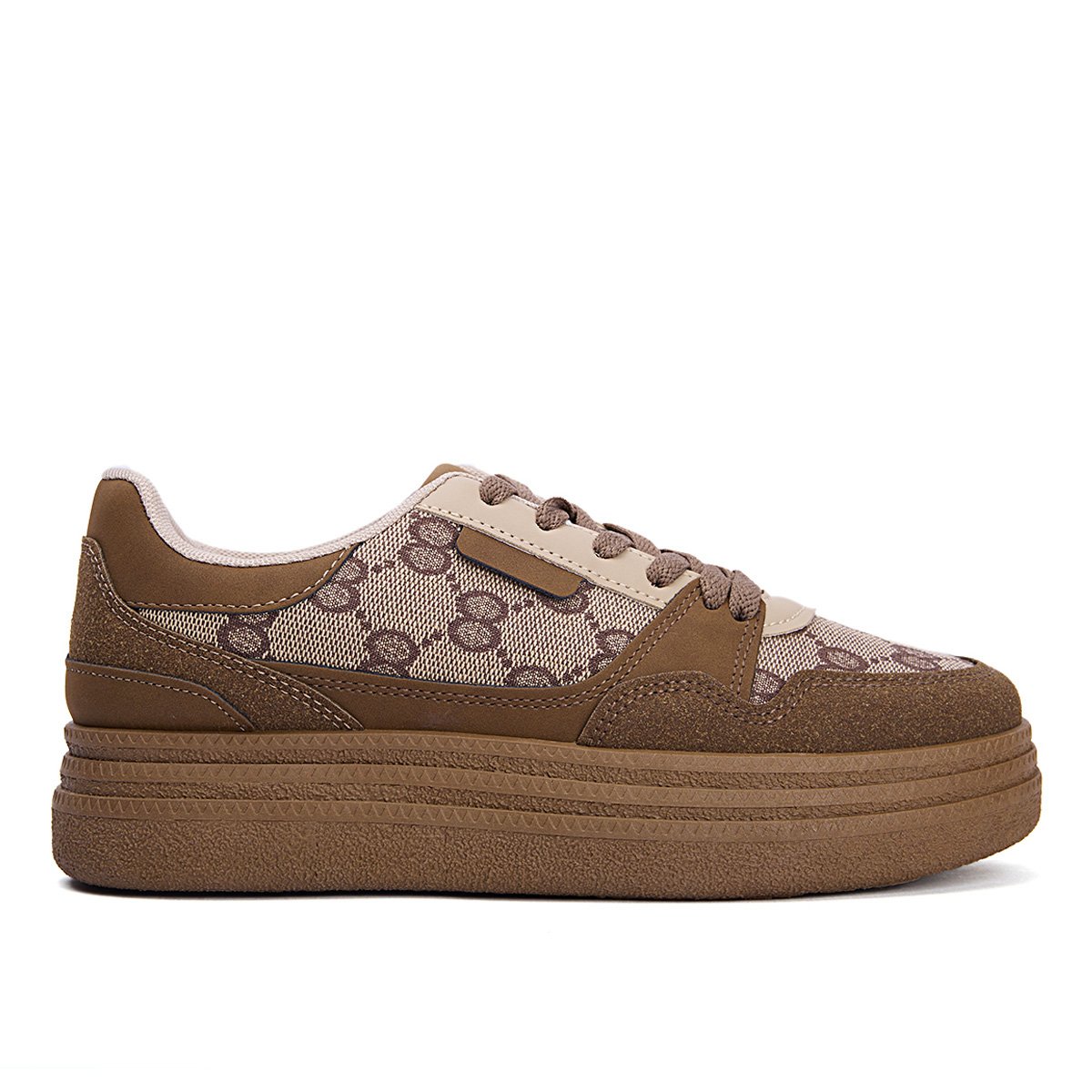 Δίπατα sneakers με ιδιαίτερο μοτίβο, καφέ