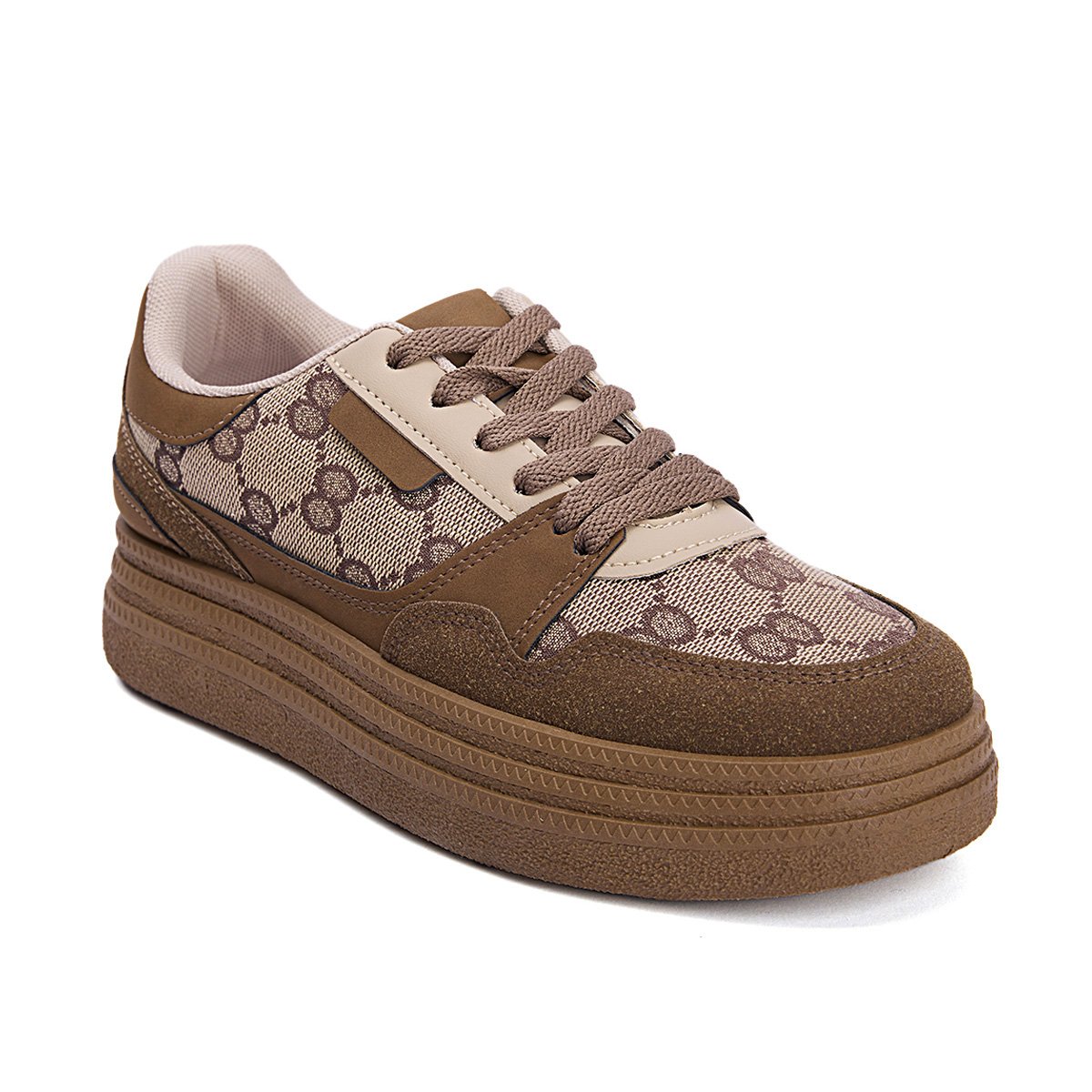 Δίπατα sneakers με ιδιαίτερο μοτίβο, καφέ