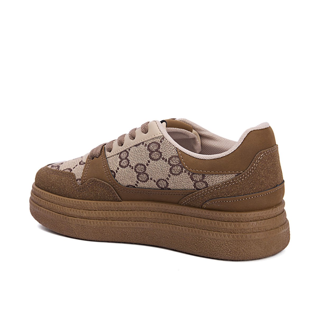 Δίπατα sneakers με ιδιαίτερο μοτίβο, καφέ