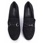 Σουέντ loafers γόβες με αγκράφα, μαύρο