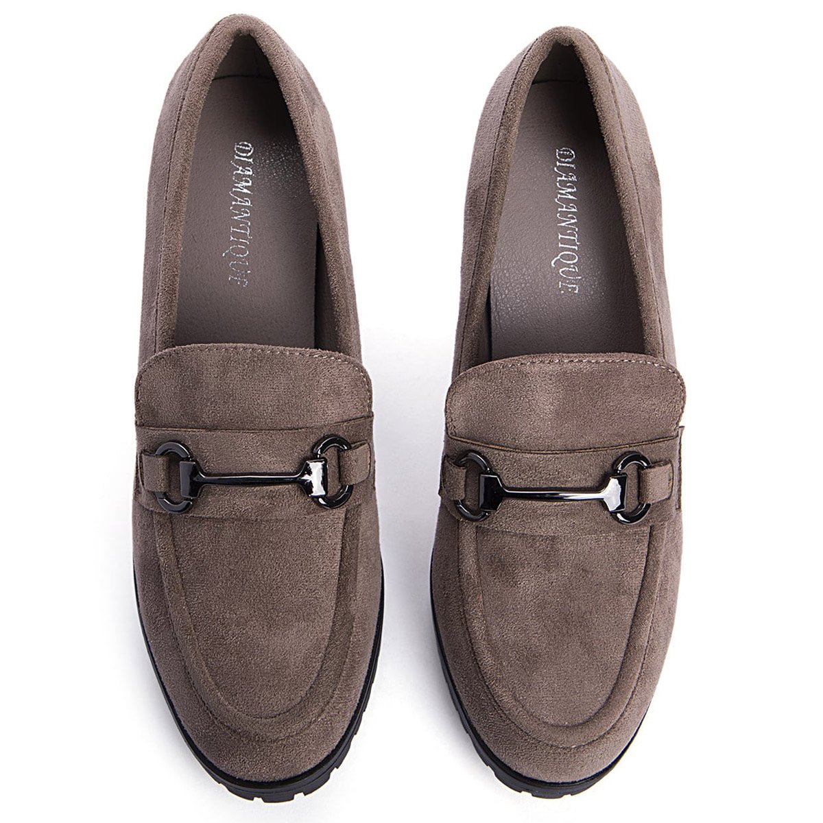 Loafers γόβες με αγκράφα, σκούρο μπεζ