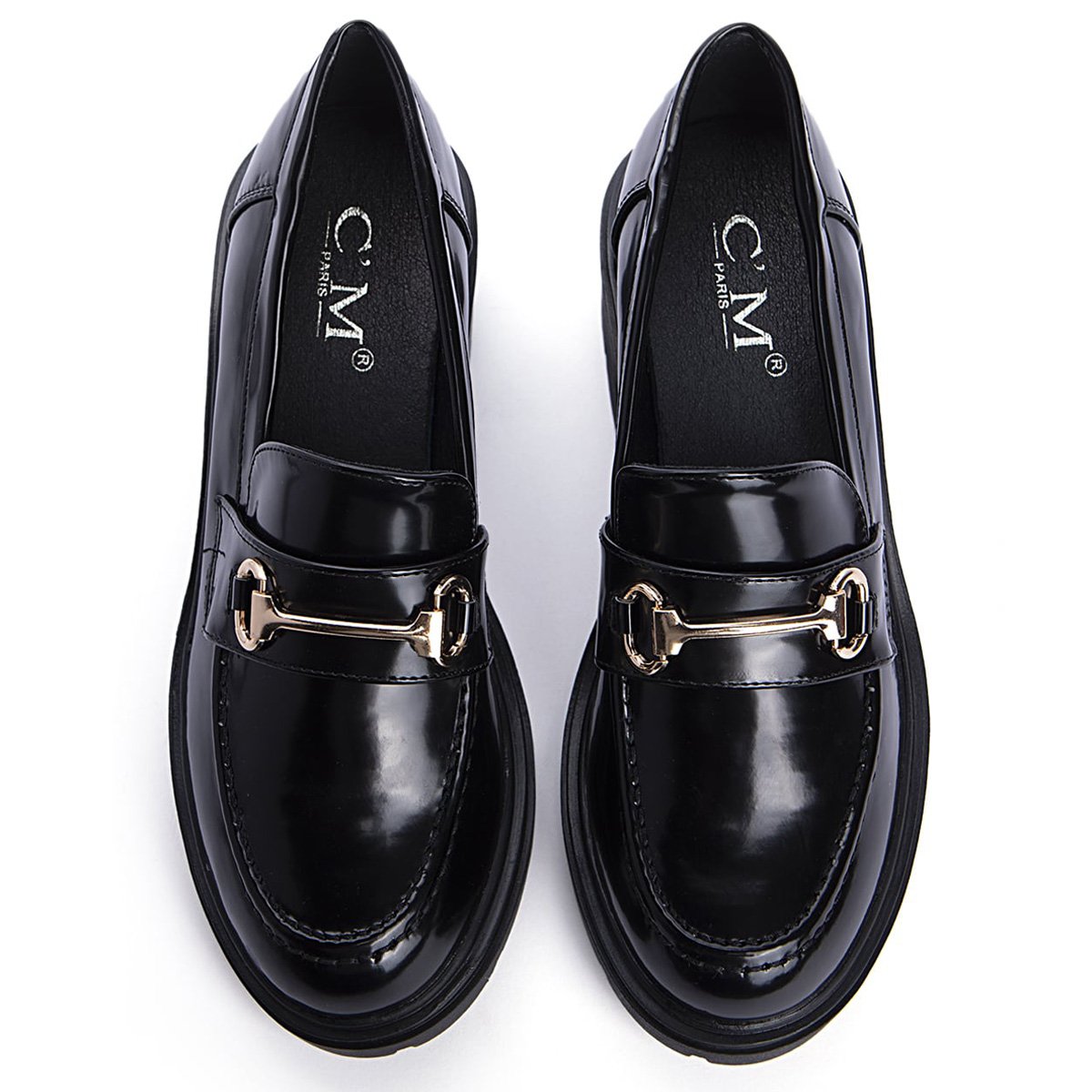 Loafers με chunky σόλα και αγκράφα,μαύρο