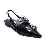 Slingback με διακοσμητικές μεταλλικές λεπτομέρειες, μαύρο