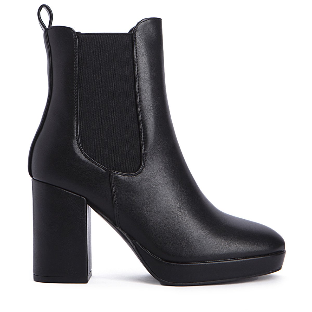 Ankle boots με λάστιχο και φερμουάρ, μαύρο