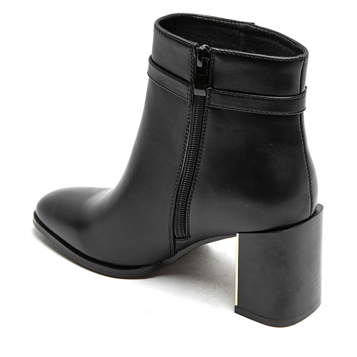 Ankle boots με χρυσή λεπτομέρεια στο τακούνι, μαύρο