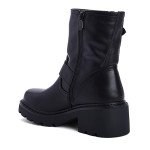 Γυναικεία biker boots με λουράκια, μαύρο