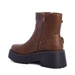 Γυναικεία biker boots με αγκράφες, κάμελ