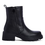 Γυναικεία biker boots με φερμουάρ, μαύρο