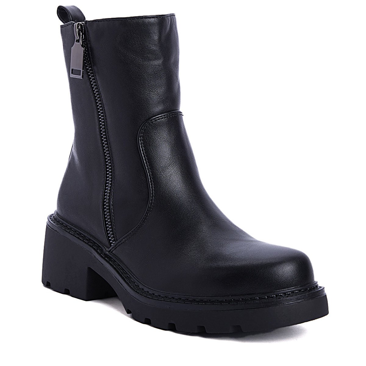 Γυναικεία biker boots με φερμουάρ, μαύρο