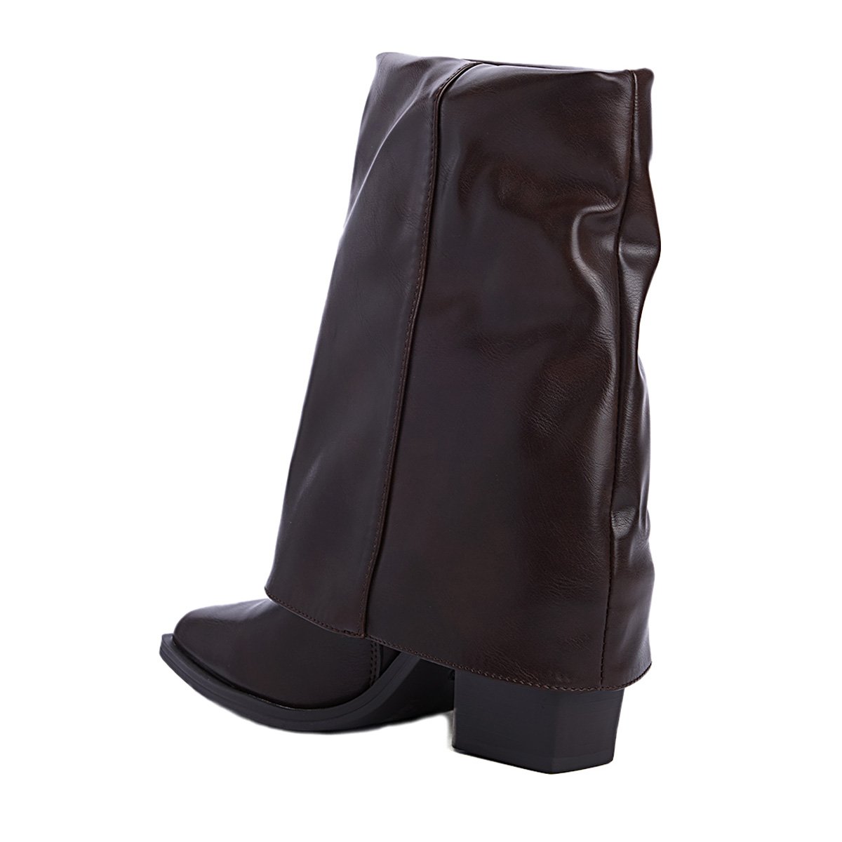 Γυναικείες semi western boots σε καρέ γραμμή, καφέ