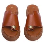 Γυναικείες πλατφόρμες με εφαρμογή toe ring, καμελ