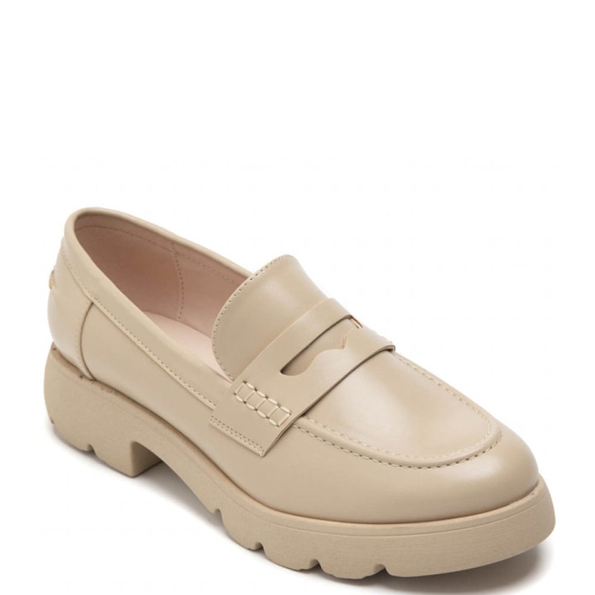 Loafers με φάσα με σχέδιο, μπεζ