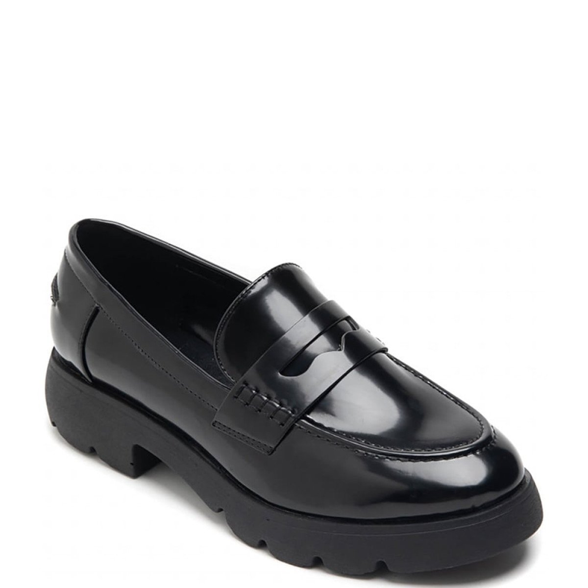 Μαύρα loafers με φάσα με σχέδιο