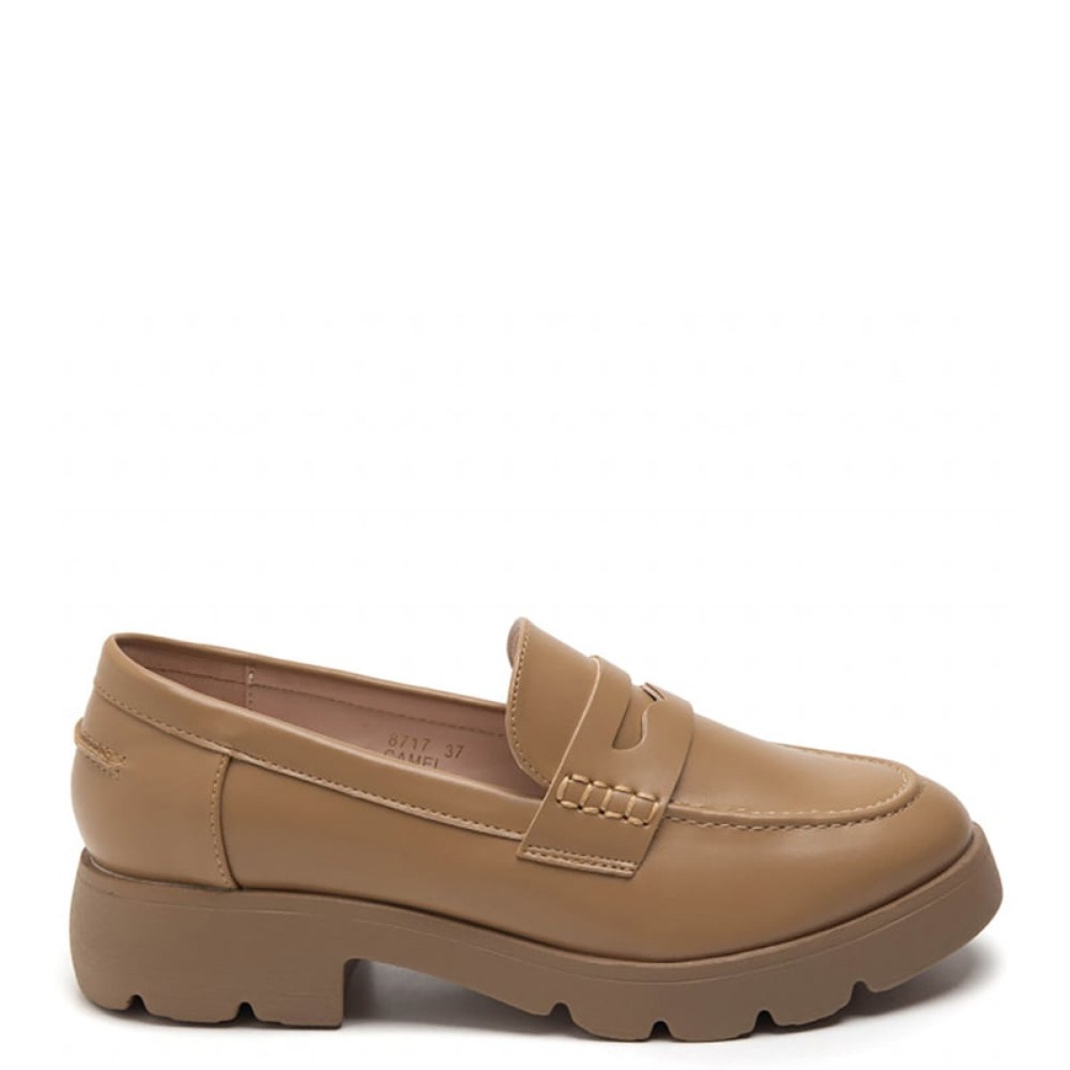 Loafers με φάσα με σχέδιο, κάμελ