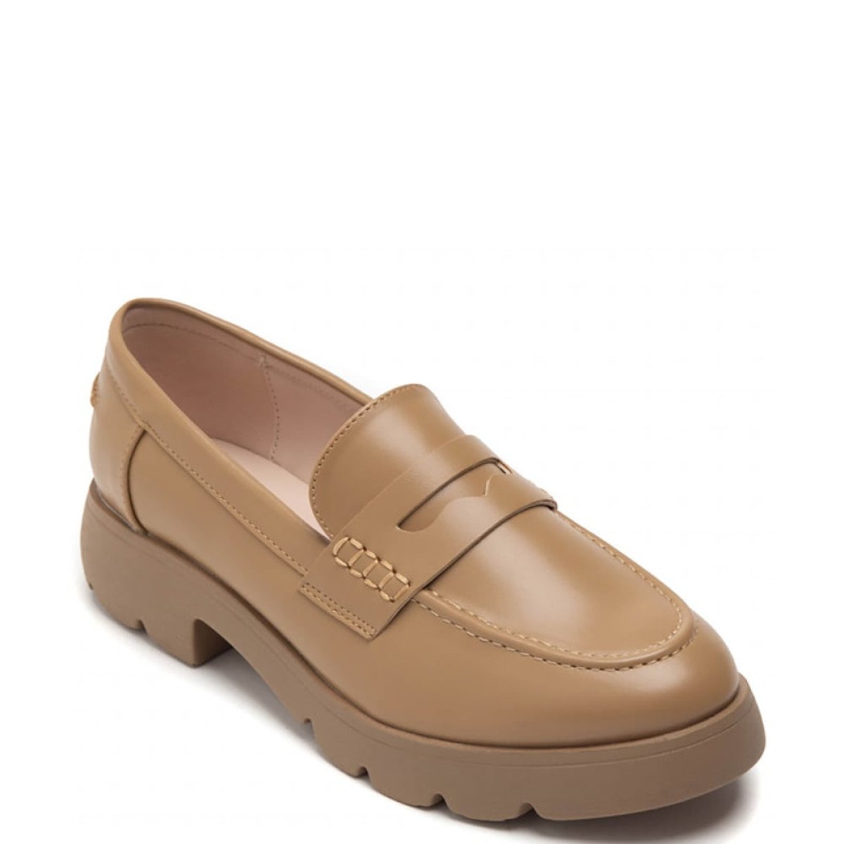 Loafers με φάσα με σχέδιο, κάμελ