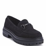 Μαύρα σουέντ loafers με δίχρωμη σόλα