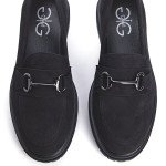 Μαύρα σουέντ loafers με δίχρωμη σόλα