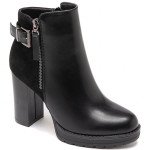 Ψηλά ankle boots με φερμουάρ εσωτερικά εξωτερικά, μαύρο