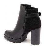 Ψηλά ankle boots με φερμουάρ εσωτερικά εξωτερικά, μαύρο