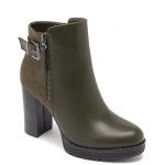 Ψηλά ankle boots με φερμουάρ εσωτερικά εξωτερικά, πράσινο