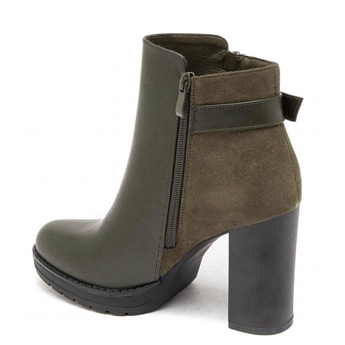 Ψηλά ankle boots με φερμουάρ εσωτερικά εξωτερικά, πράσινο