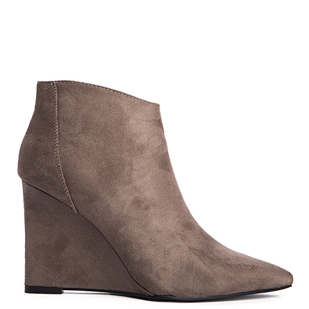 Γυναικεία suede ankle boots σε μυτερή γραμμή, μπεζ