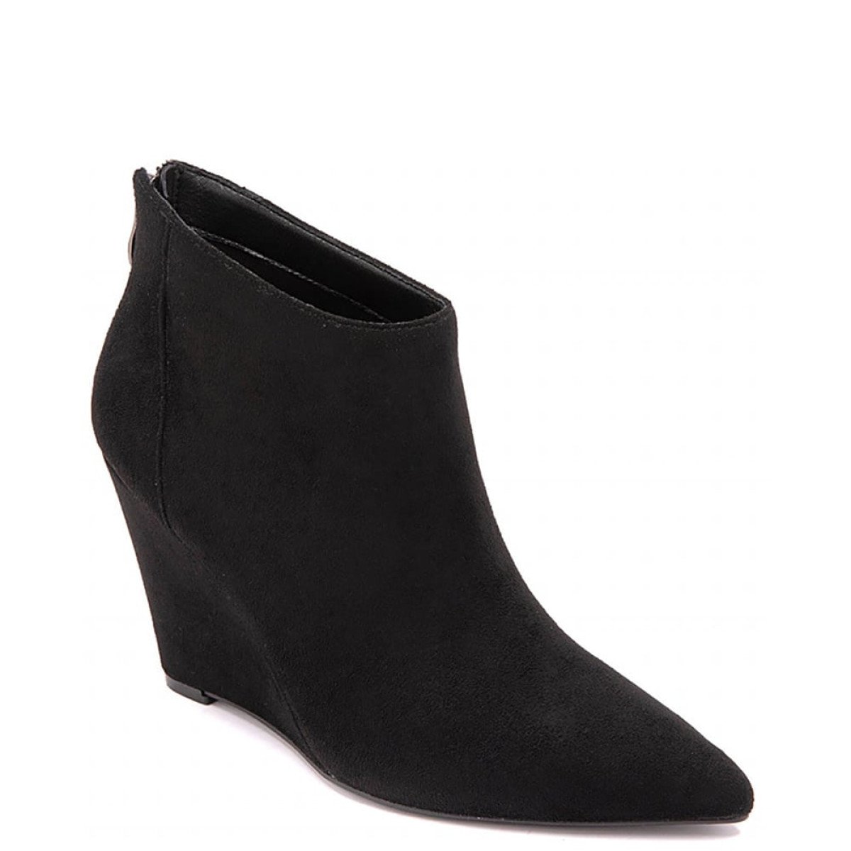 Γυναικεία suede ankle boots με ενιαίο τακούνι