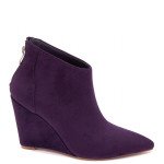 Γυναικεία suede ankle boots με ενιαίο τακούνι, μωβ