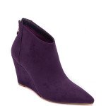 Γυναικεία suede ankle boots με ενιαίο τακούνι, μωβ