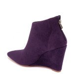 Γυναικεία suede ankle boots με ενιαίο τακούνι, μωβ