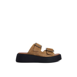 Fred suede flatforms με διπλή φάσα, κάμελ